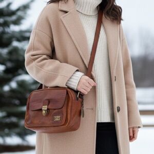 Vintage Marco Polo Italian Brown Leather Crossbody Purse